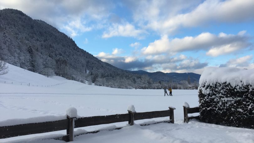 Langlaufloipe hinter dem Haus